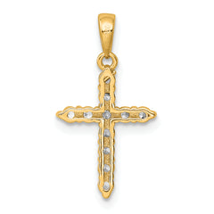 Sterling Silver Gold-tone CZ Cross Pendant