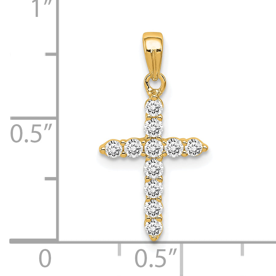 Sterling Silver Gold-tone CZ Cross Pendant