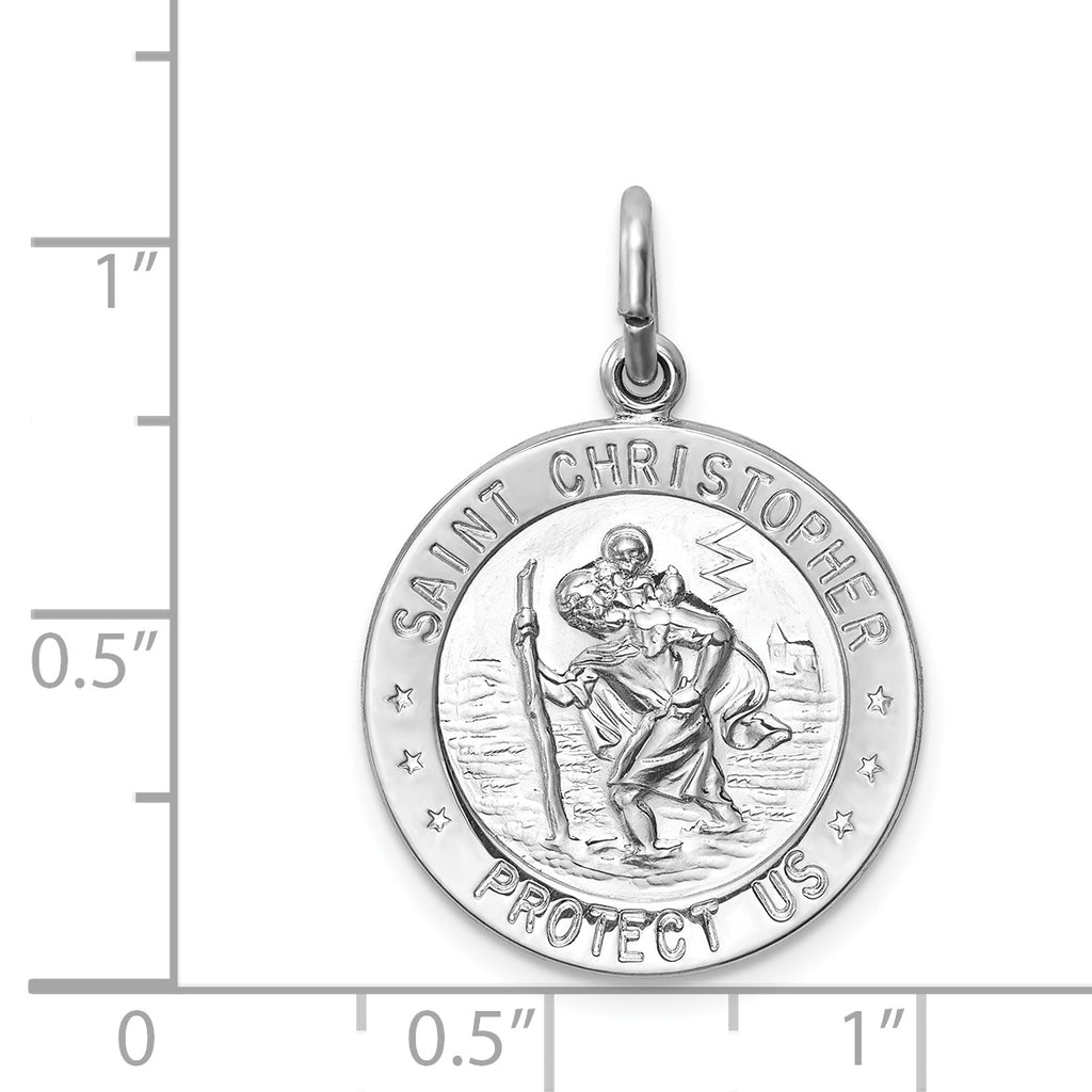 Sterling Silver Polished plated Saint Christopher Medal Pendant