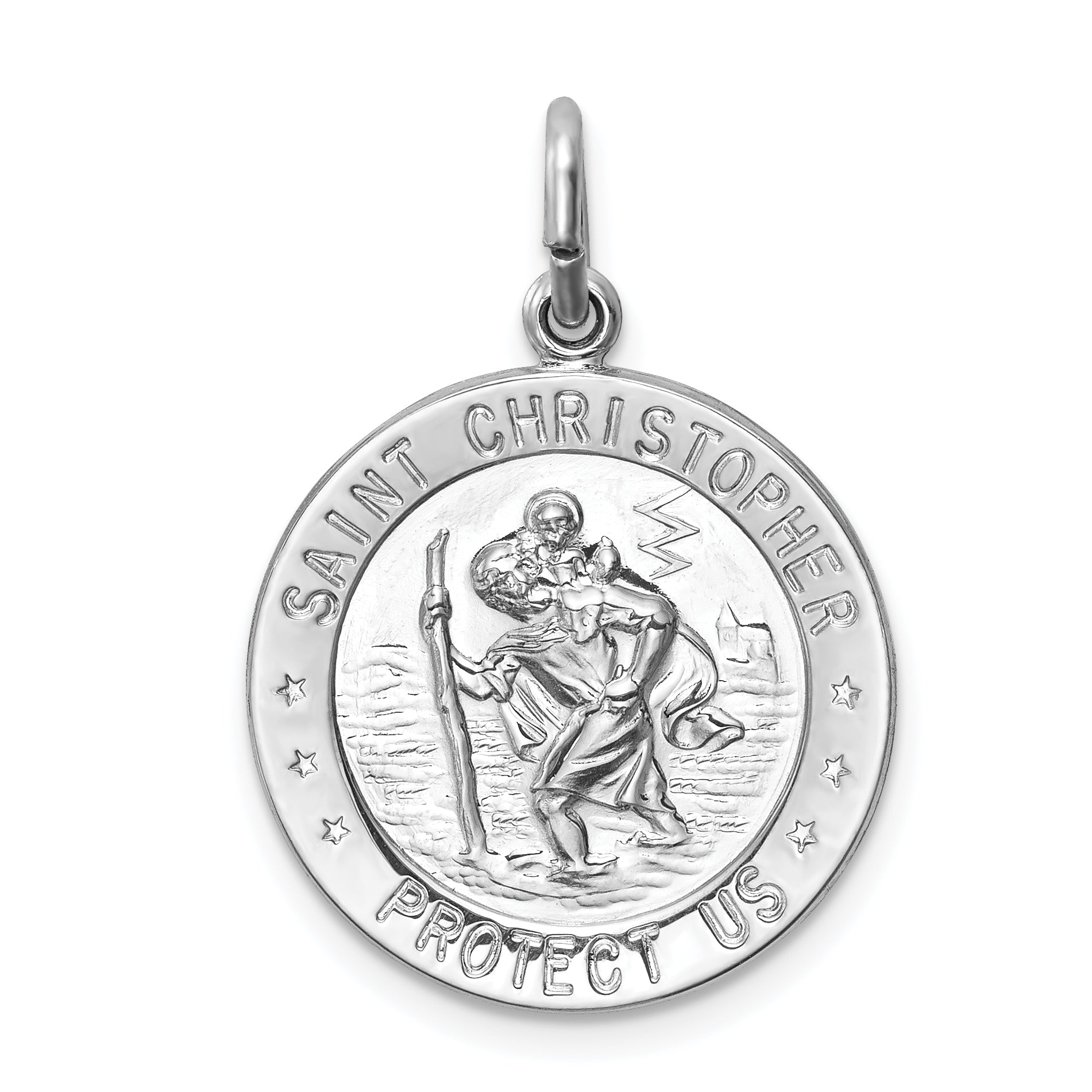 Sterling Silver Polished plated Saint Christopher Medal Pendant Main image