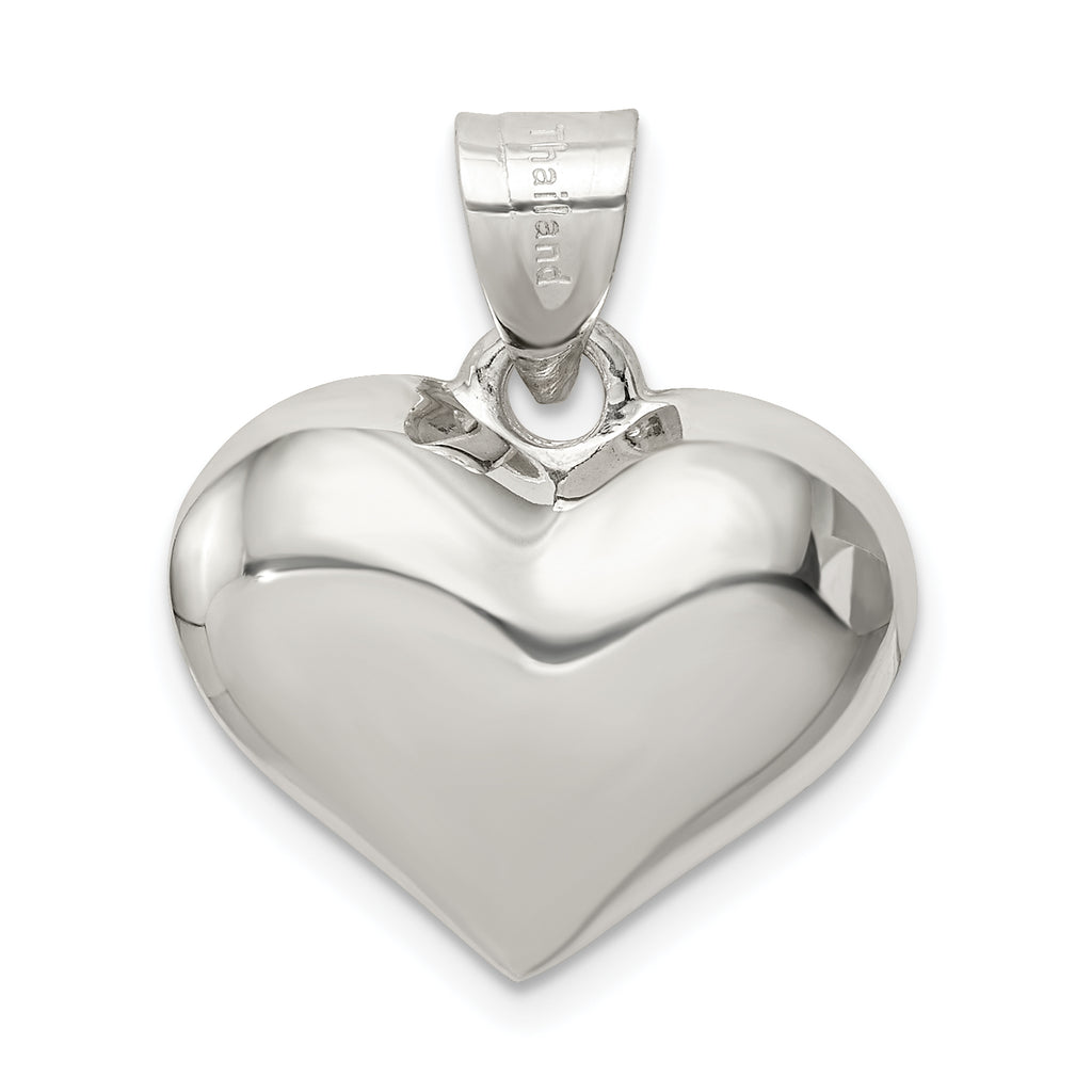 Sterling Silver Polished plated Puffed Heart Charm