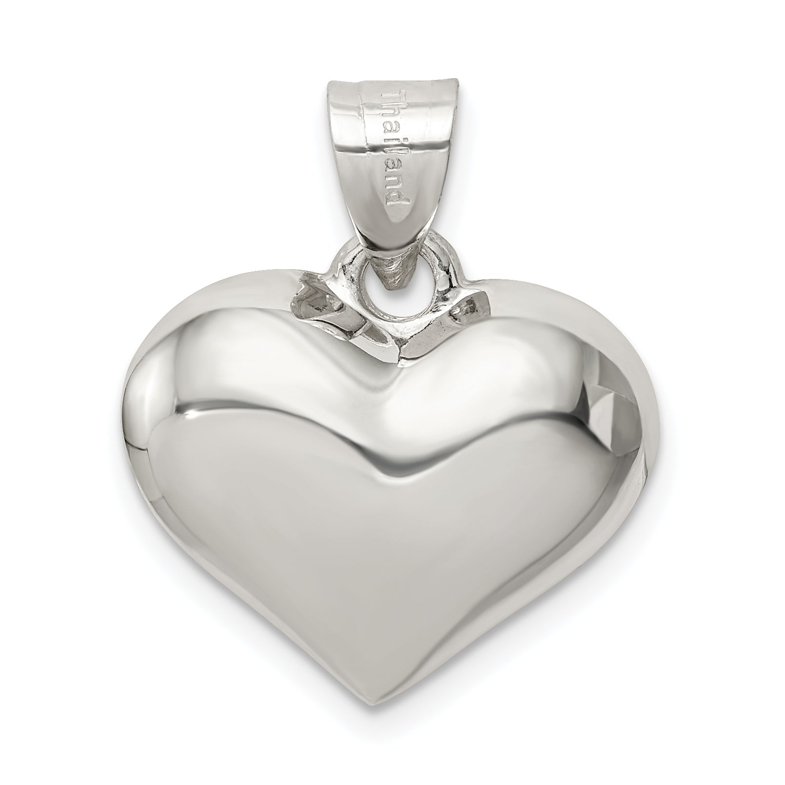 Sterling Silver Polished plated Puffed Heart Charm