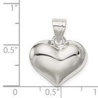Sterling Silver Polished plated Puffed Heart Charm
