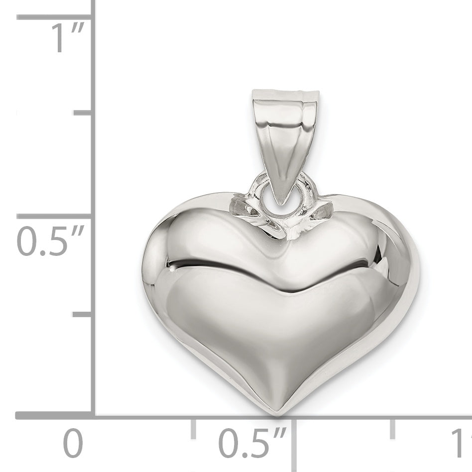 Sterling Silver Polished plated Puffed Heart Charm