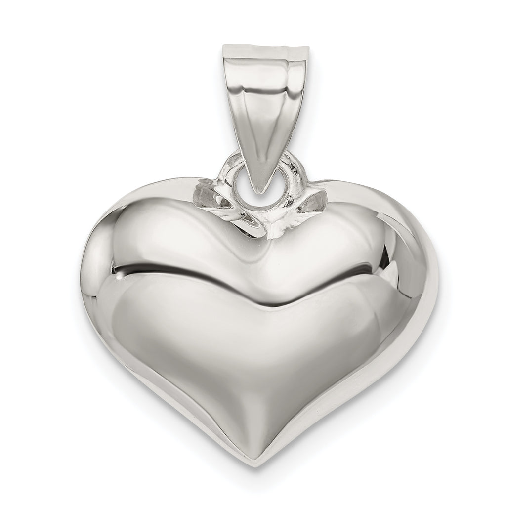 Sterling Silver Polished plated Puffed Heart Charm