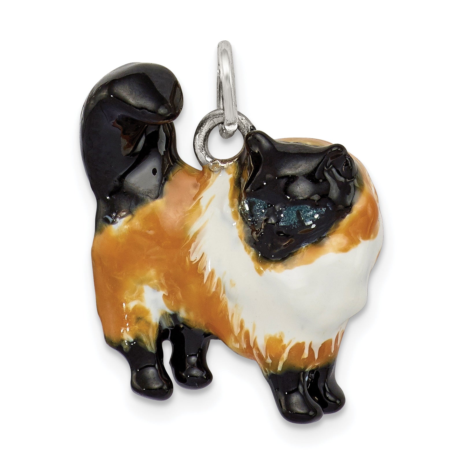 Sterling Silver Enameled Calico Cat Charm Main image