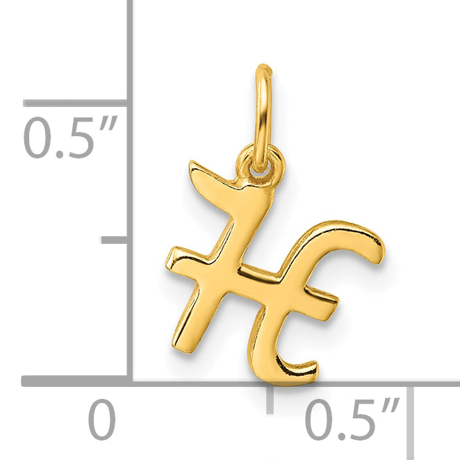 Sterling Silver Gold-tone Polished Letter H Initial Charm