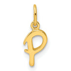 Sterling Silver Gold-tone Polished Letter P Initial Charm