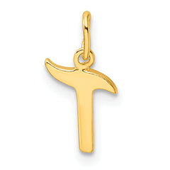 Sterling Silver Gold-tone Polished Letter T Initial Charm