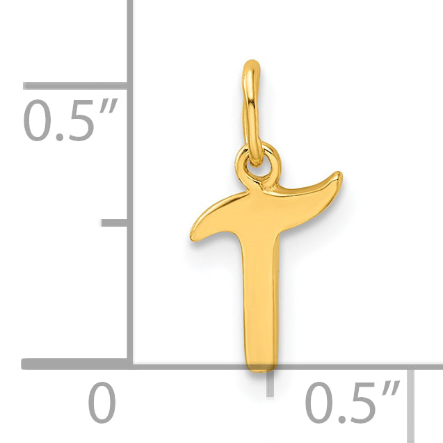 Sterling Silver Gold-tone Polished Letter T Initial Charm
