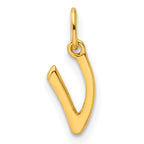 Sterling Silver Gold-tone Polished Letter V Initial Charm