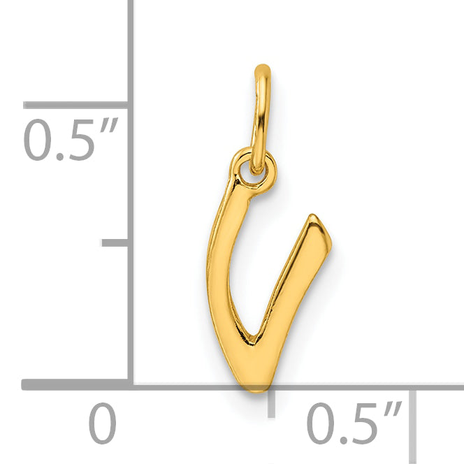 Sterling Silver Gold-tone Polished Letter V Initial Charm