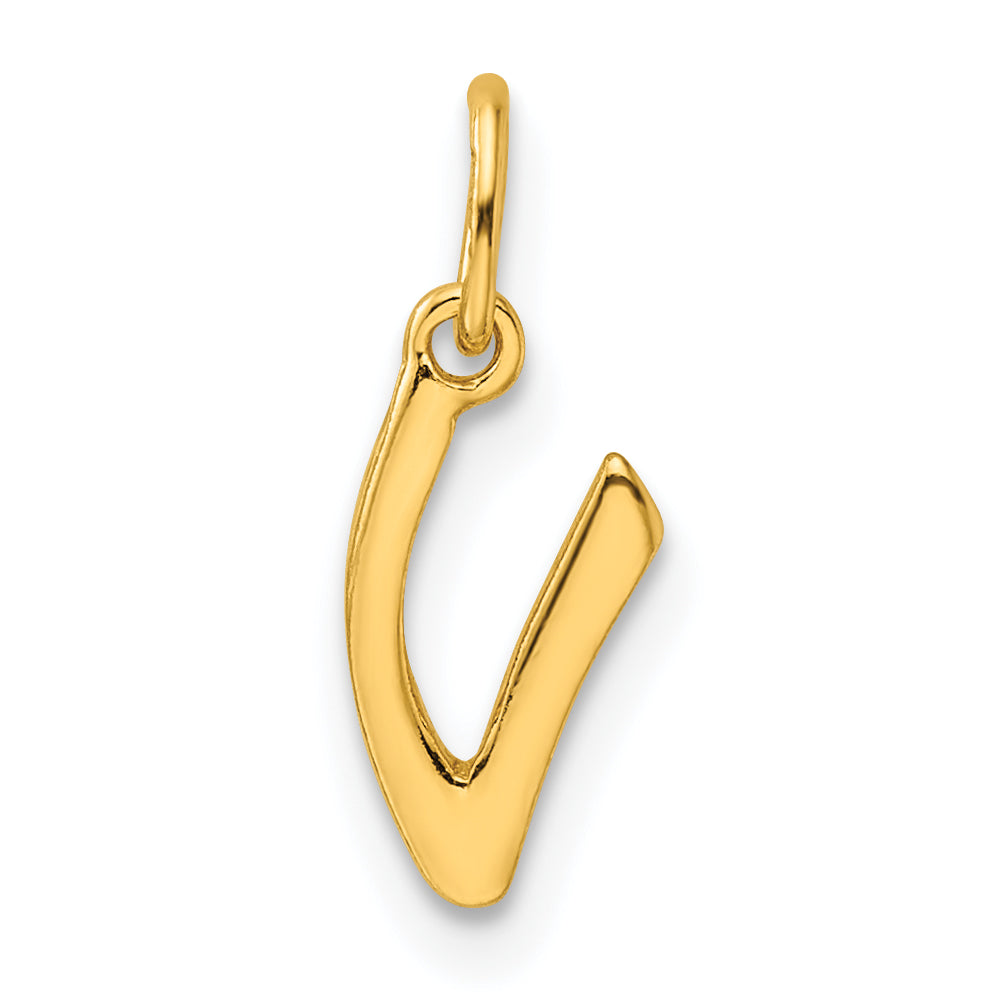 Sterling Silver Gold-tone Polished Letter V Initial Charm Main image