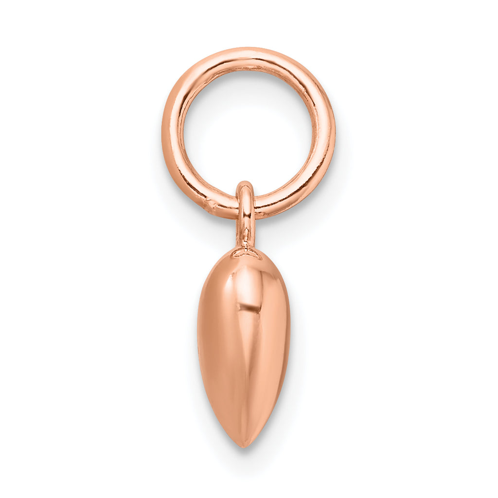Sterling Silver Rose-tone Polished Puffed Heart Pendant