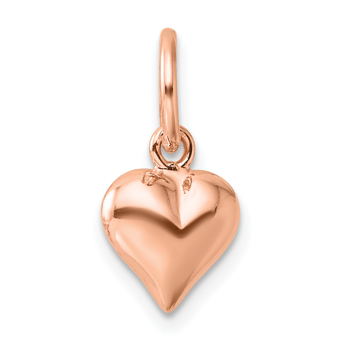 Sterling Silver Rose-tone Polished Puffed Heart Pendant
