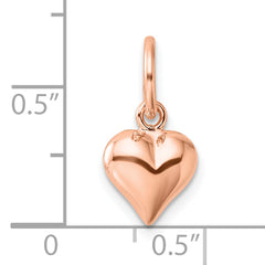 Sterling Silver Rose-tone Polished Puffed Heart Pendant