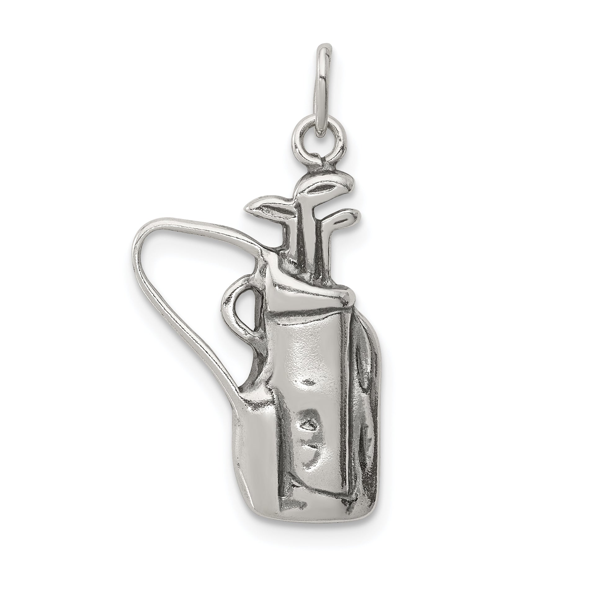 Sterling Silver Antiqued Golf Clubs w/Bag Charm Main image