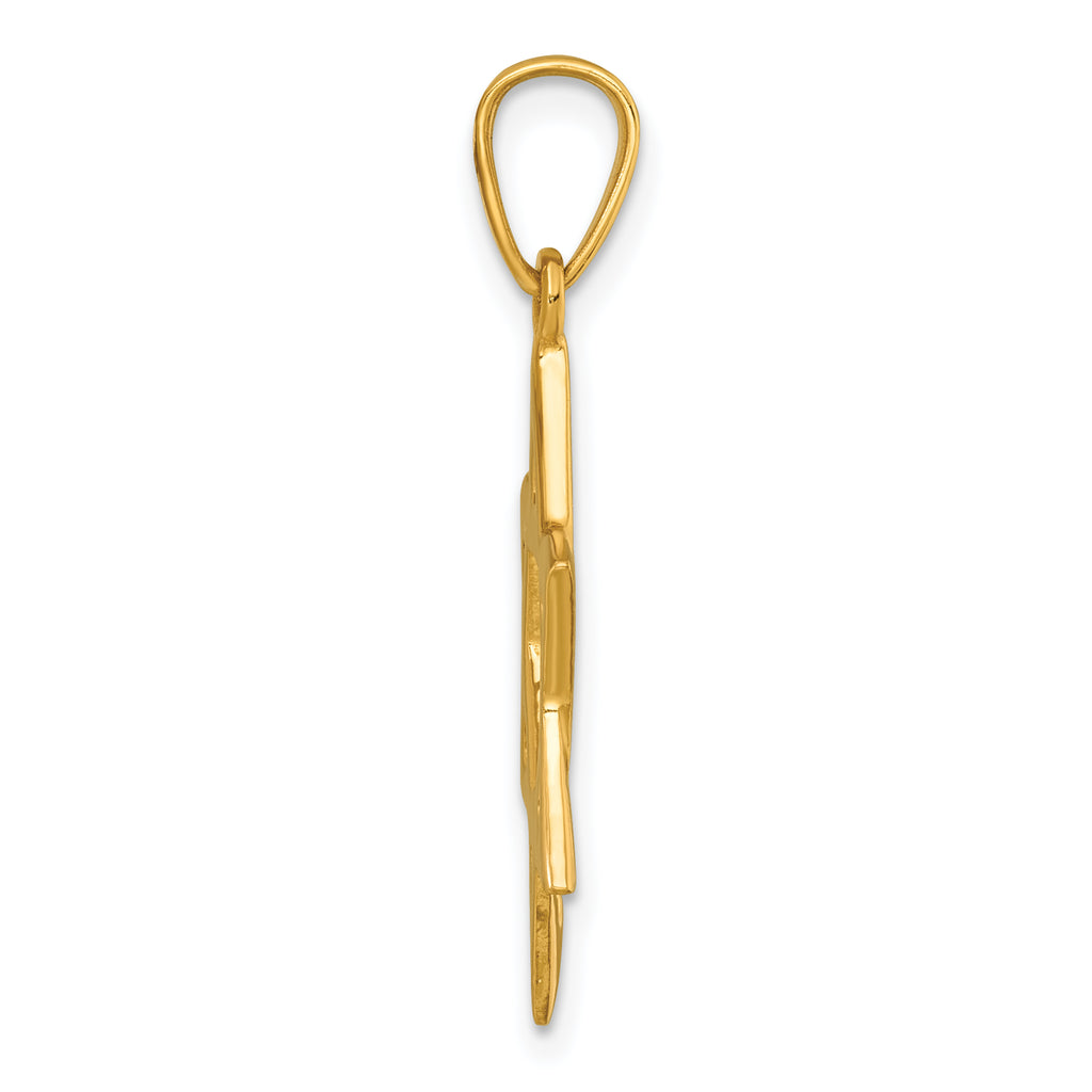 Sterling Silver Gold-tone Polished Star Of David Pendant