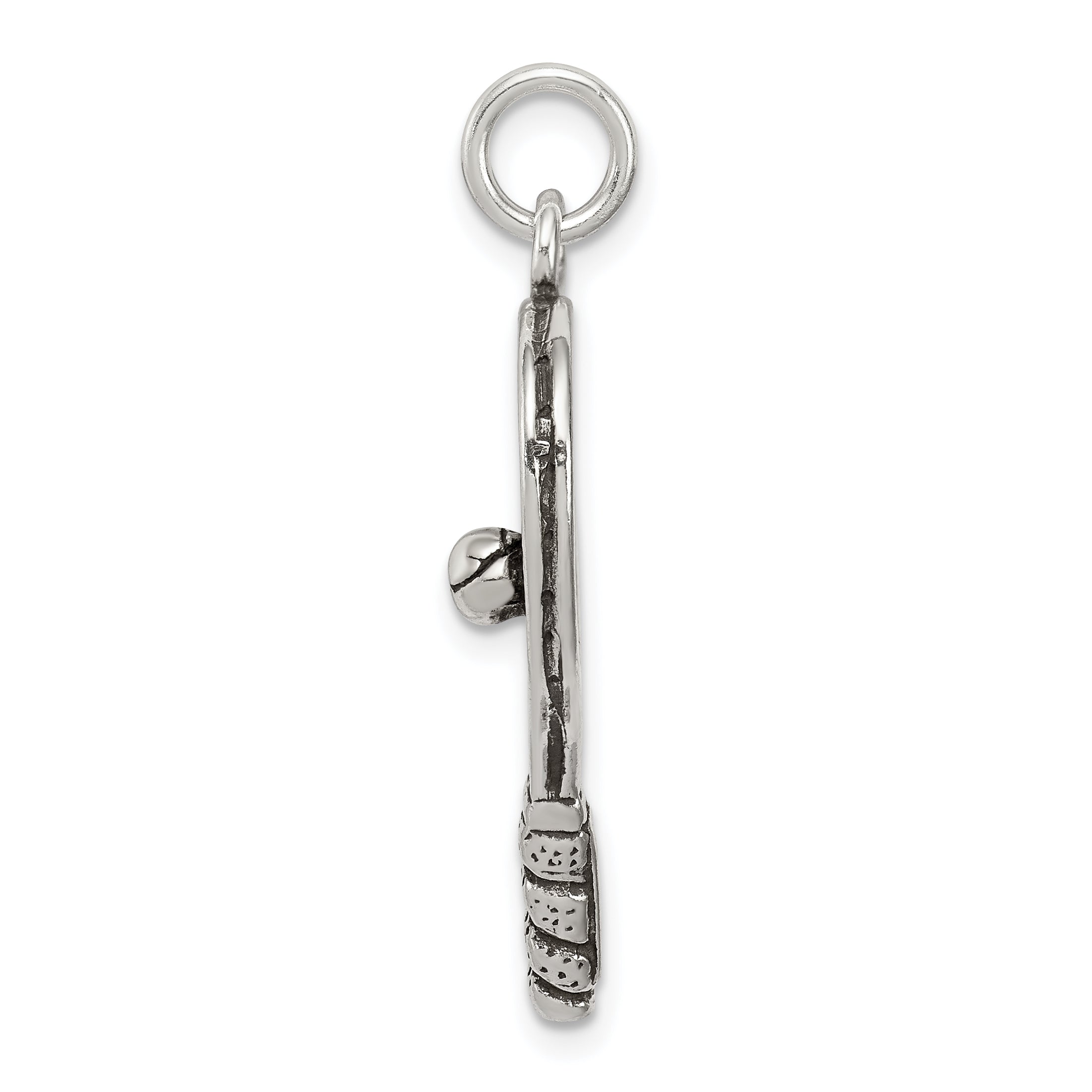 Sterling Silver Antiqued Tennis Racquet Charm Secondary image