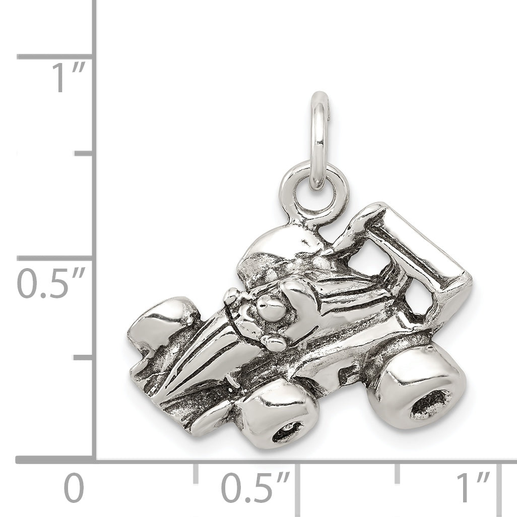 Sterling Silver Antiqued Go Kart Racer Charm