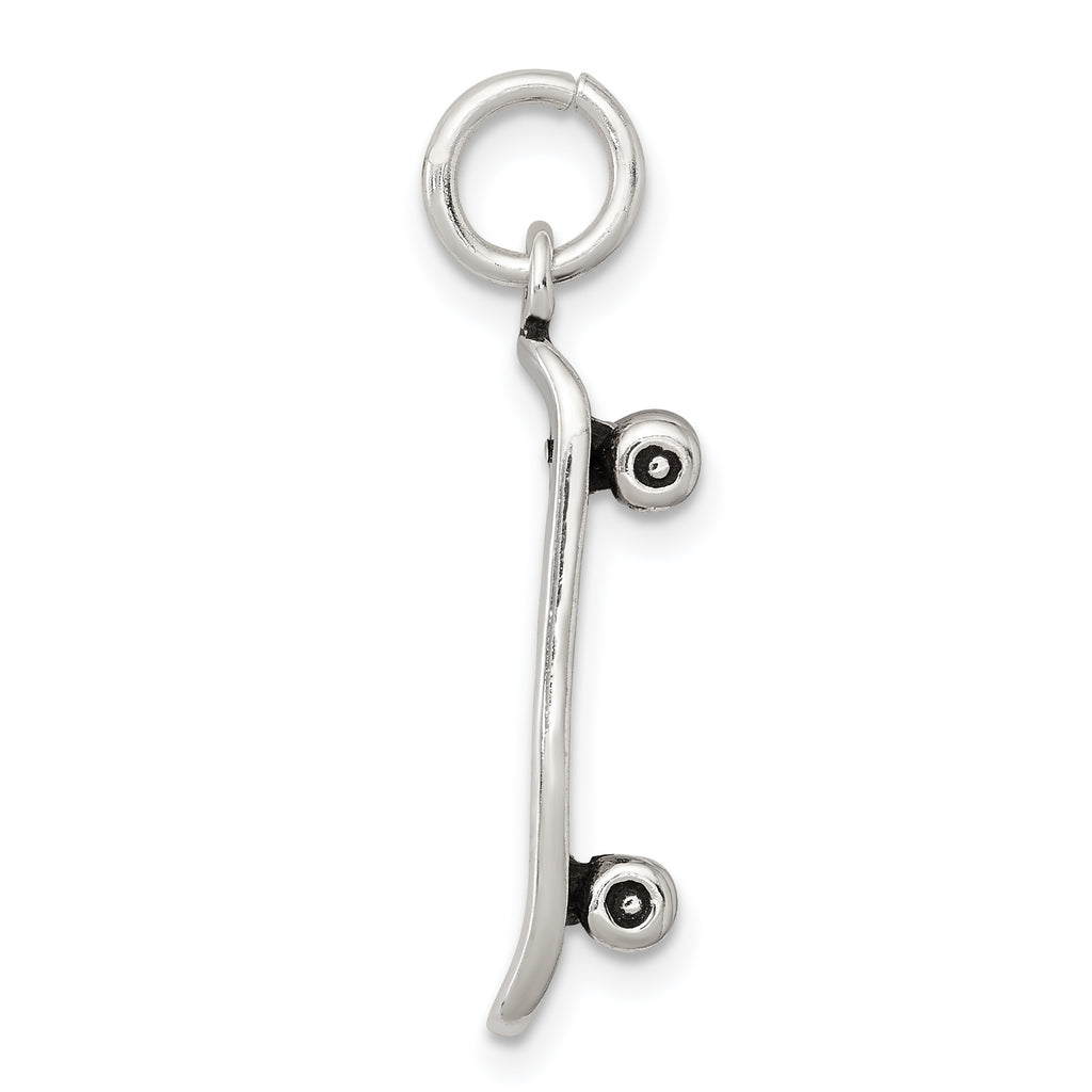 Sterling Silver Antiqued Skateboard Charm