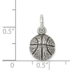 Sterling Silver Antiqued Basketball Charm