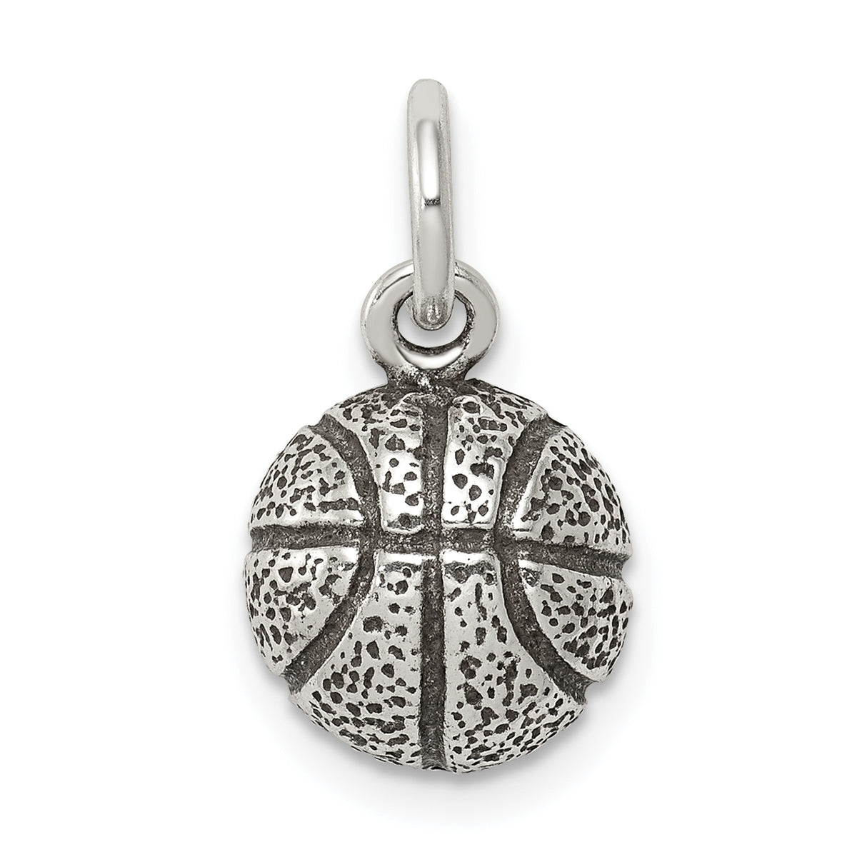 Sterling Silver Antiqued Basketball Charm