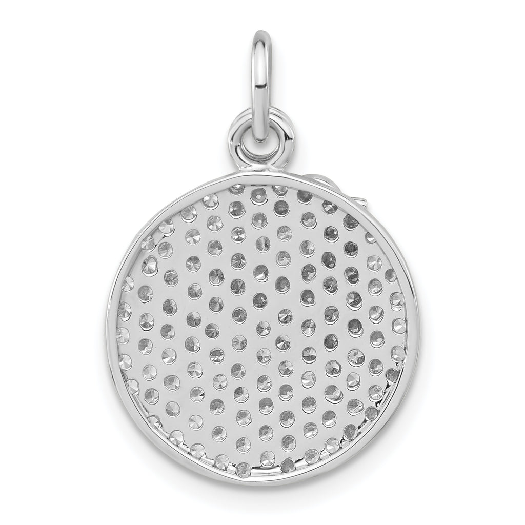 Sterling Silver Polished CZ Love Circle Pendant