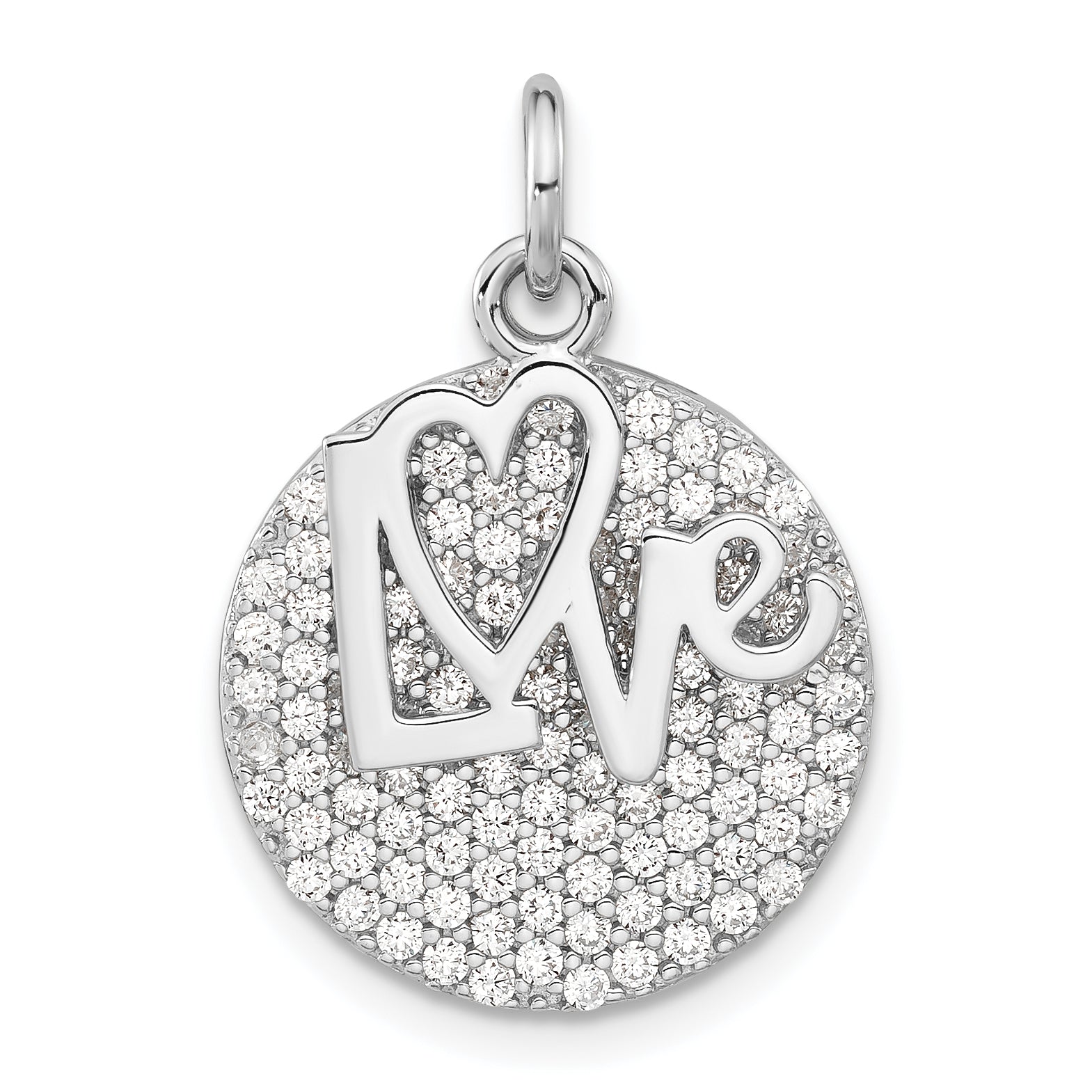Cubic Zirconia Love Circle Pendant in Sterling Silver, 25mm Secondary image