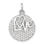 Sterling Silver Polished CZ Love Circle Pendant