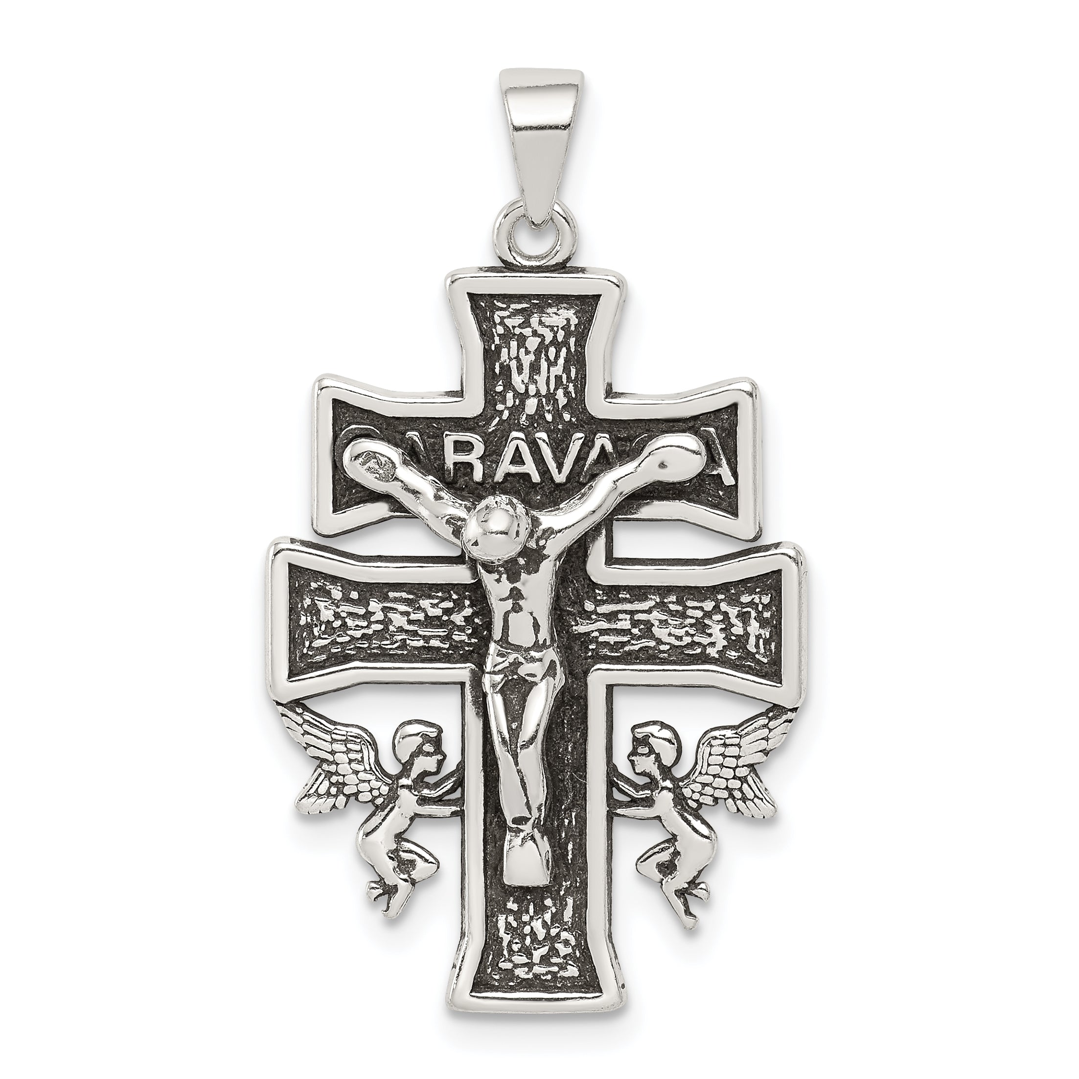 Sterling Silver Antiqued Mini Caravaca Crucifix Pendant Main image