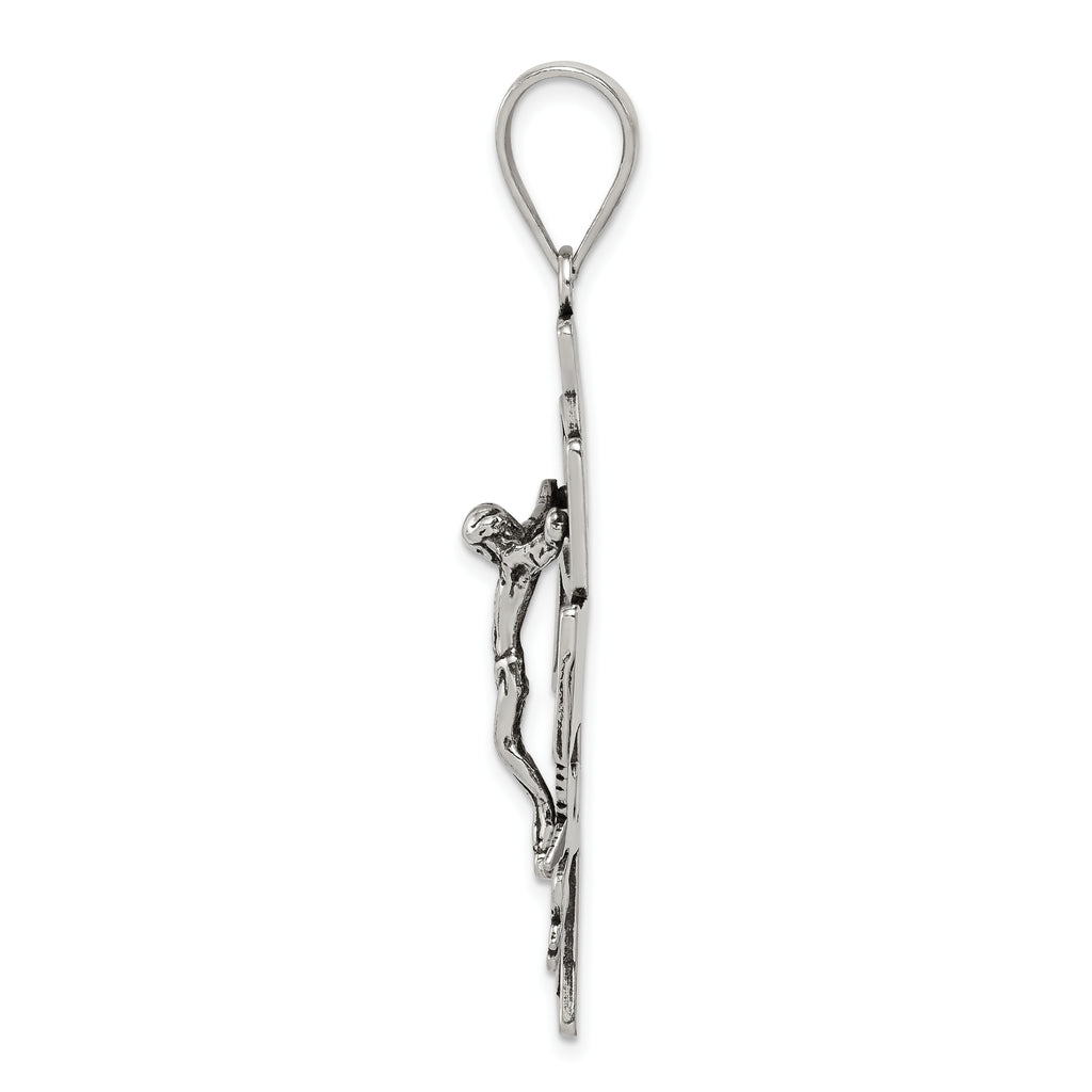Sterling Silver Antiqued Large Caravaca INRI Crucifix Cross Pendant