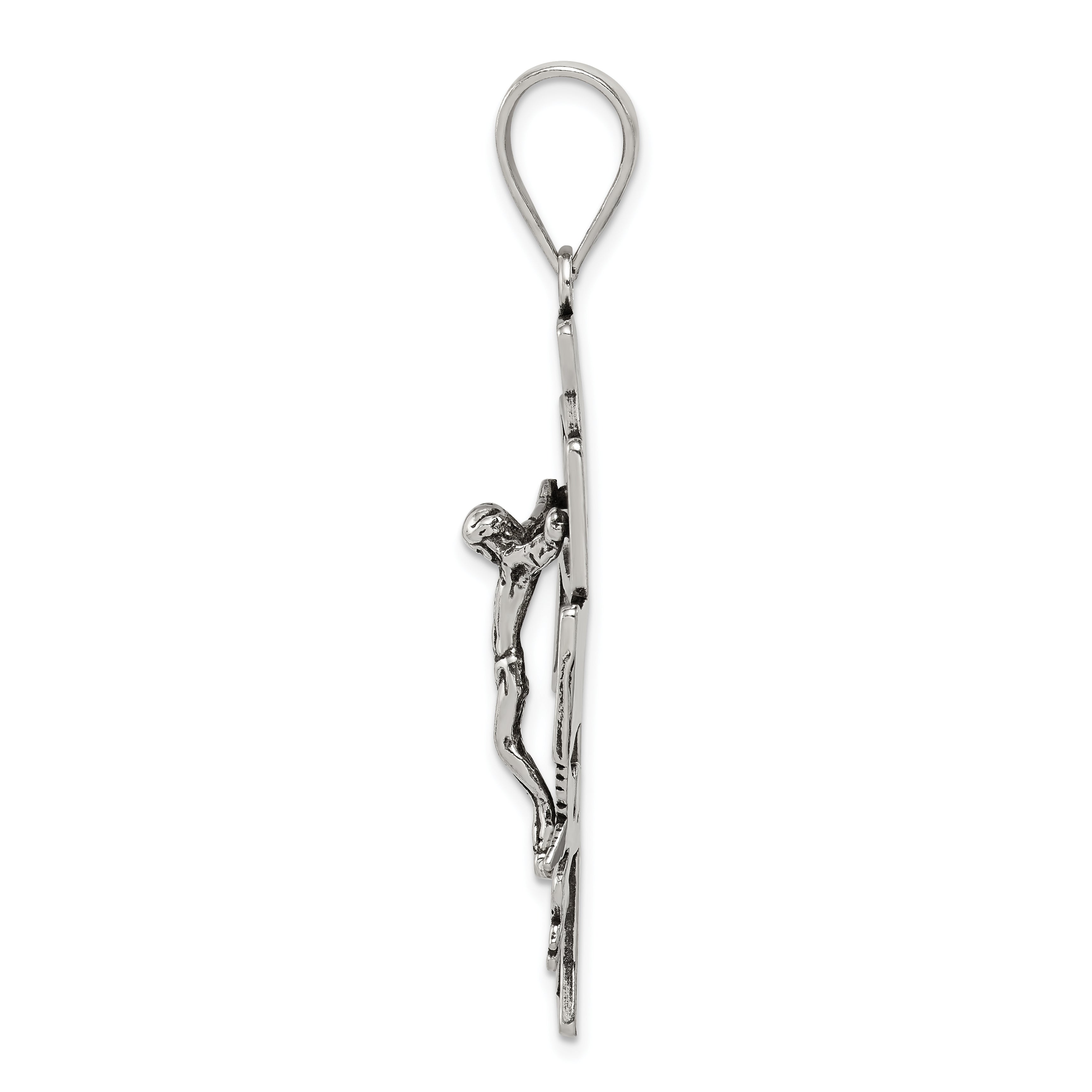Sterling Silver Antiqued Large Caravaca INRI Crucifix Cross Pendant