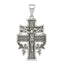 Sterling Silver Antiqued Large Caravaca INRI Crucifix Cross Pendant