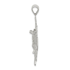 Sterling Silver Polished Large Caravaca INRI Crucifix Cross Pendant