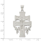 Sterling Silver Polished Large Caravaca INRI Crucifix Cross Pendant