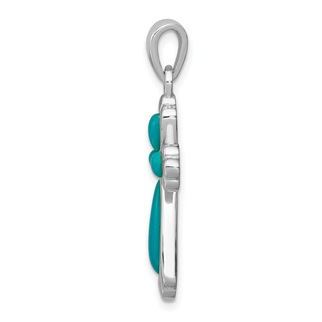 Turquoise Cross Pendant in Sterling Silver, 25mm - Sophia Jewelers