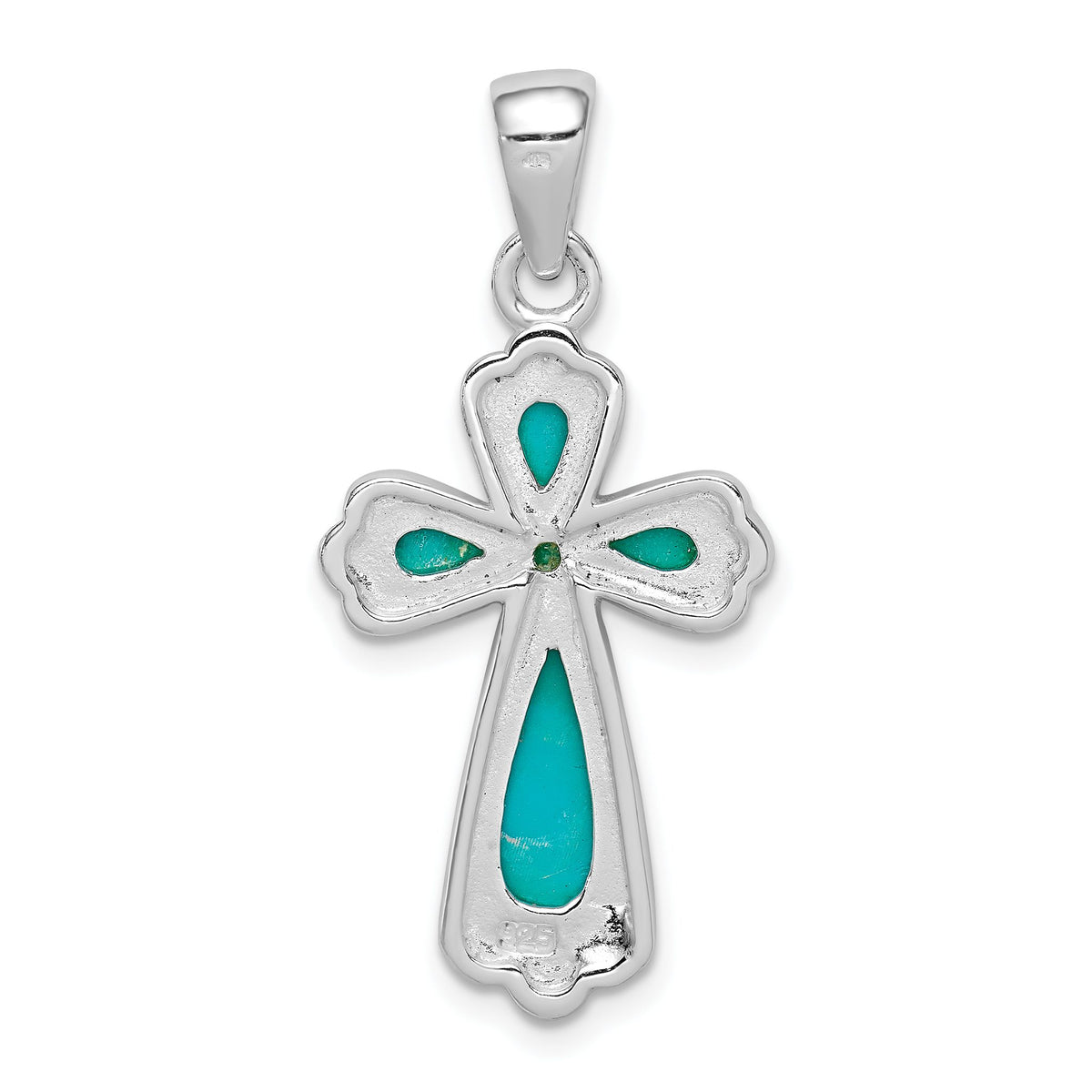 Turquoise Cross Pendant in Sterling Silver, 25mm - Sophia Jewelers