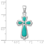 Turquoise Cross Pendant in Sterling Silver, 25mm - Sophia Jewelers