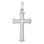 Sterling Silver Polished Fleur De Lis Cross Pendant