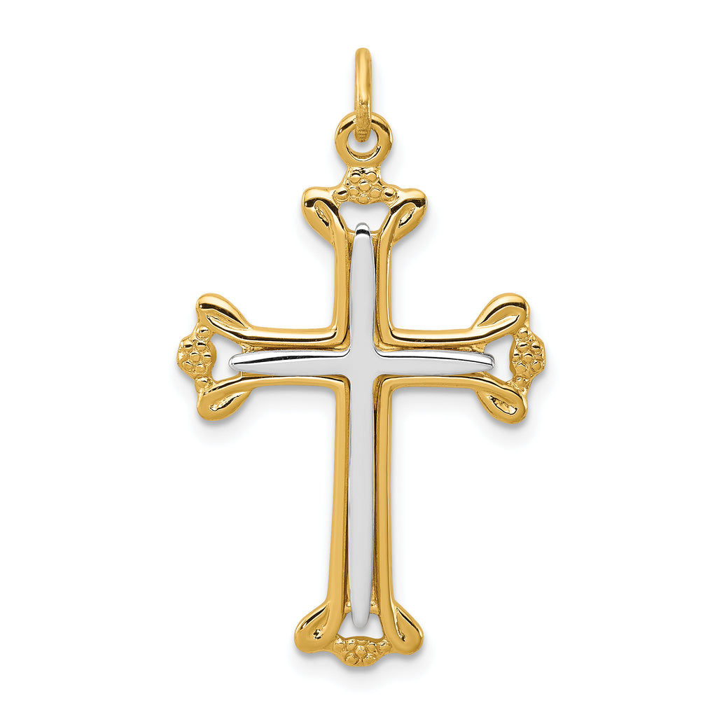 Sterling Silver Platinum-plated & Gold-tone Cross Pendant