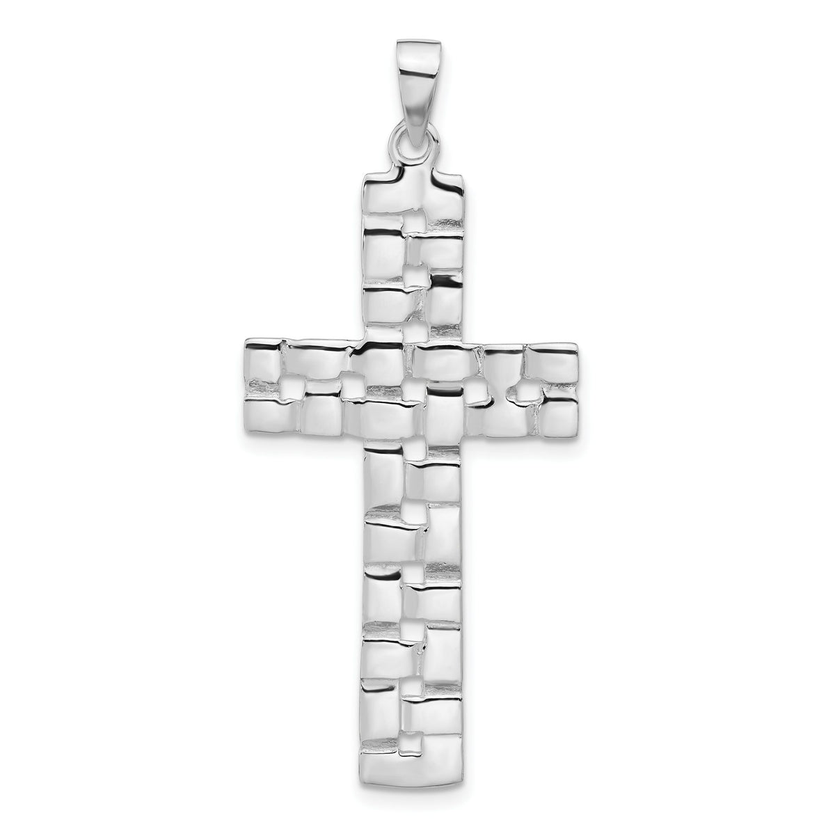 Woven Cross Pendant in Sterling Silver, 51mm - Sophia Jewelers Main image