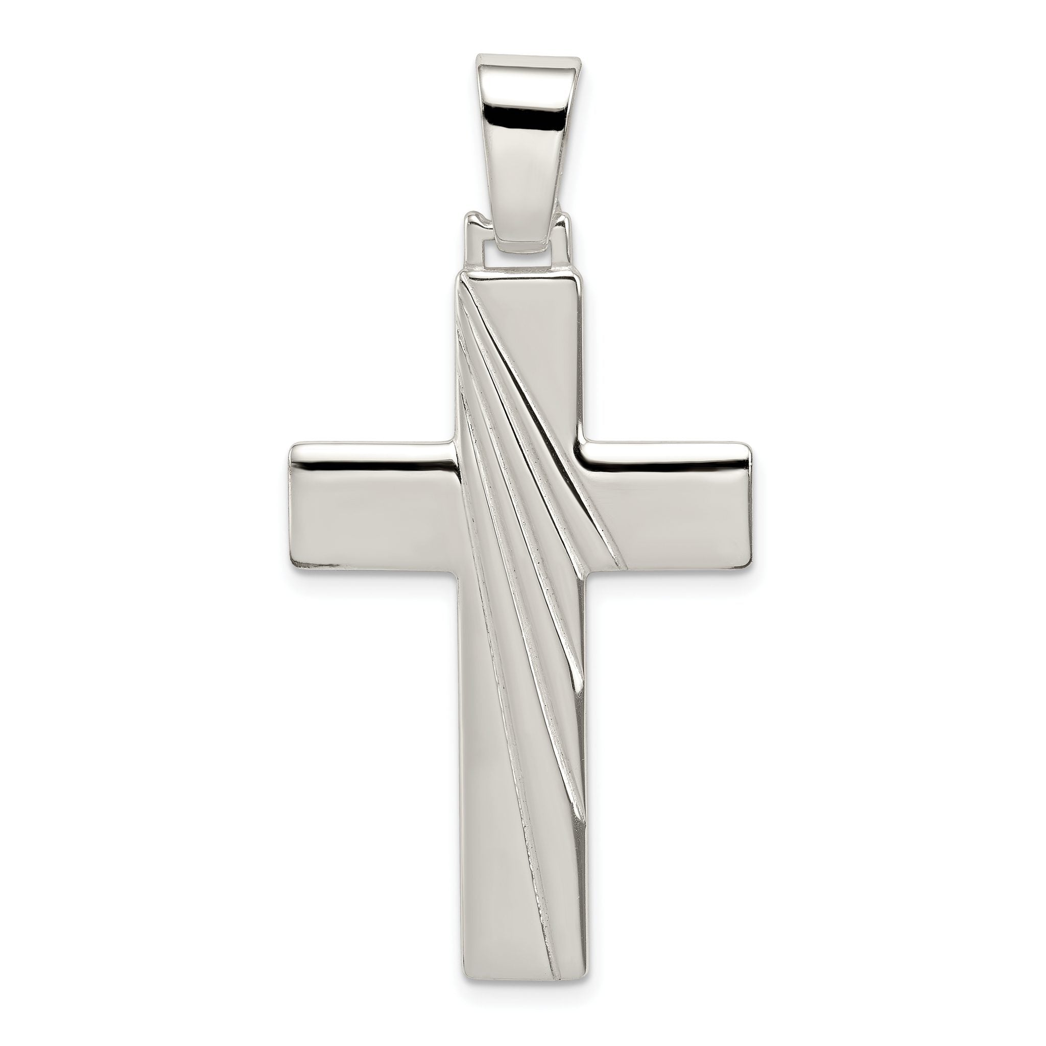 Cross Pendant in Sterling Silver, 24x36mm Textured Secondary image