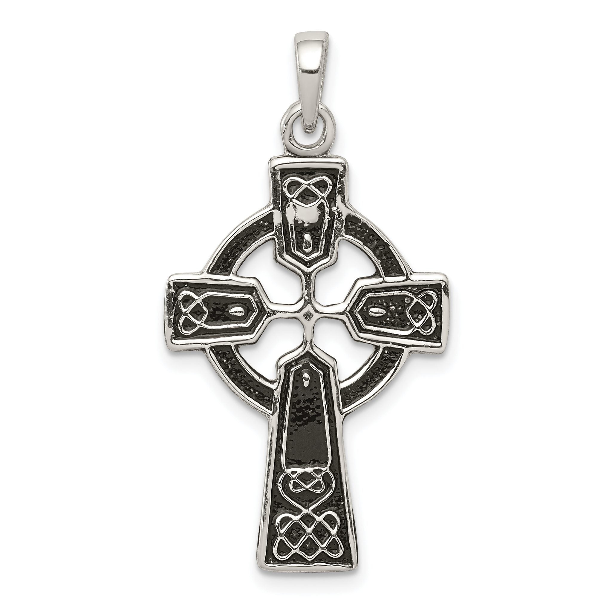 Celtic Cross Pendant in Sterling Silver, 27mm Antiqued & Textured Secondary image