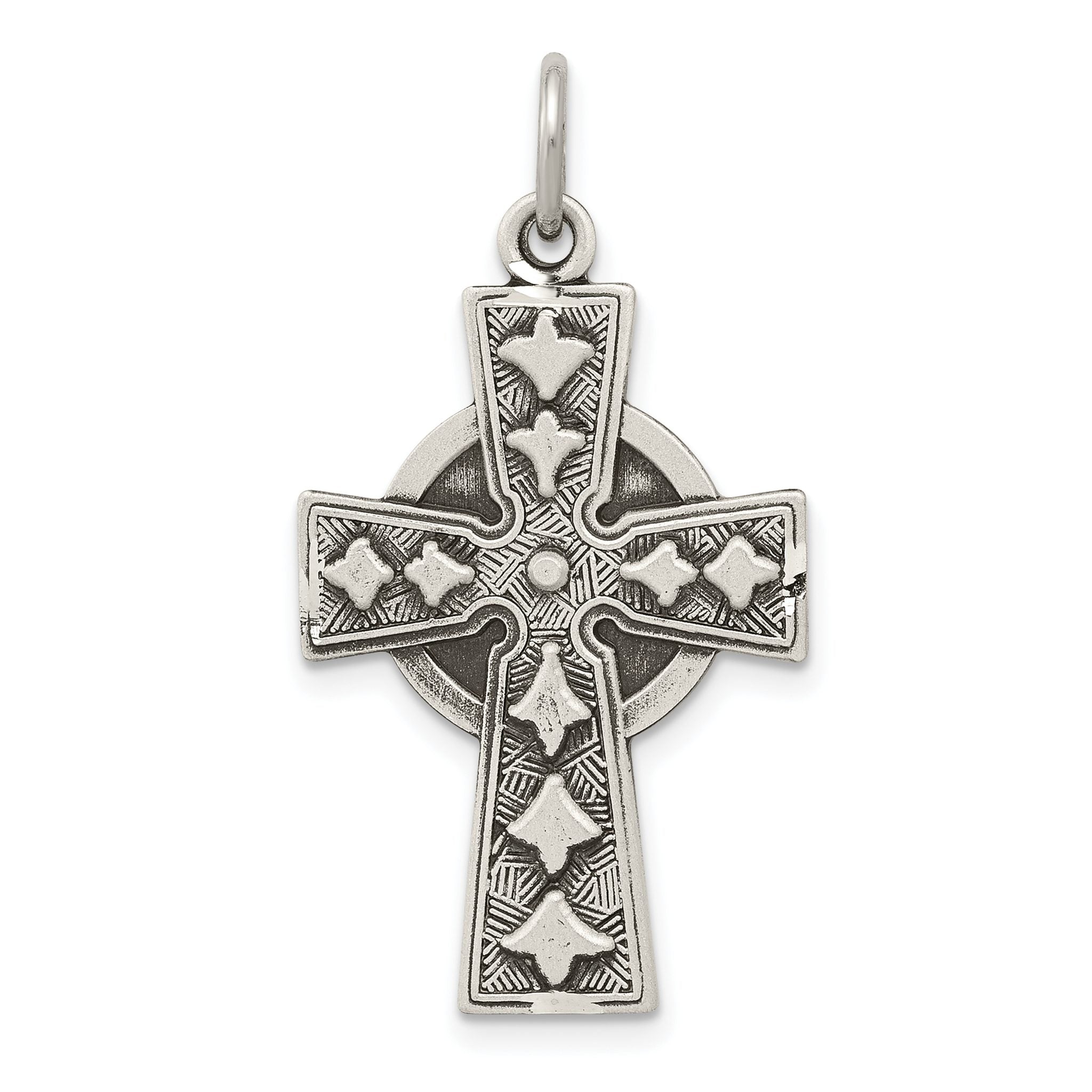 Irish Cross Pendant in Sterling Silver, 27mm Antiqued Secondary image