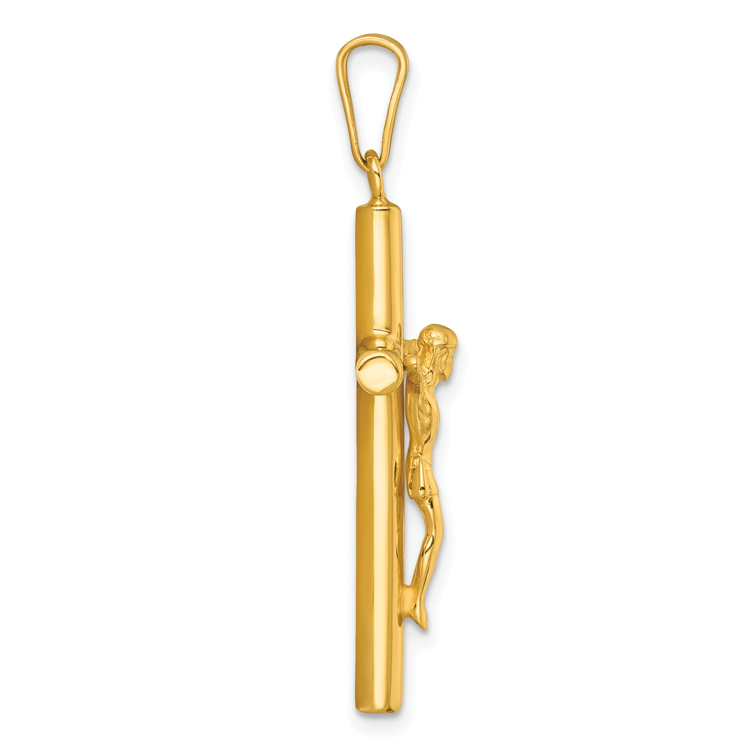 Sterling Silver Gold-tone Polished Crucifix Pendant Secondary image