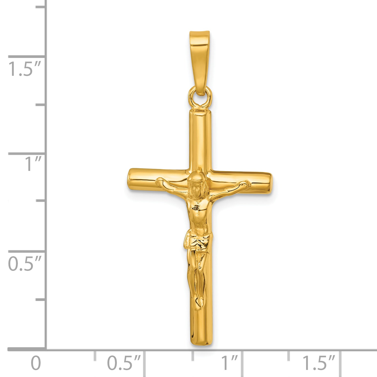 Sterling Silver Gold-tone Polished Crucifix Pendant