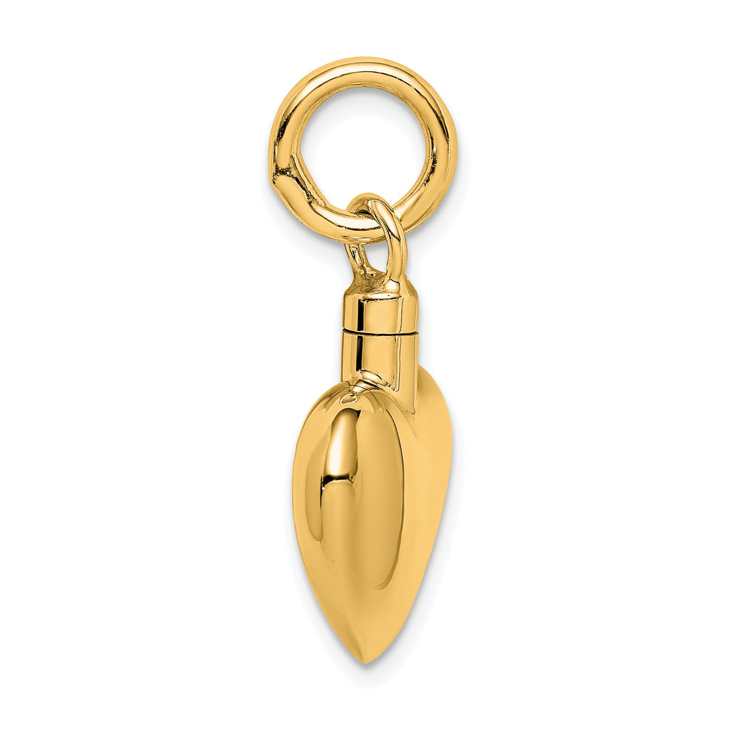Sterling Silver Gold-tone Polished Puffy Heart Ash Holder Pendant