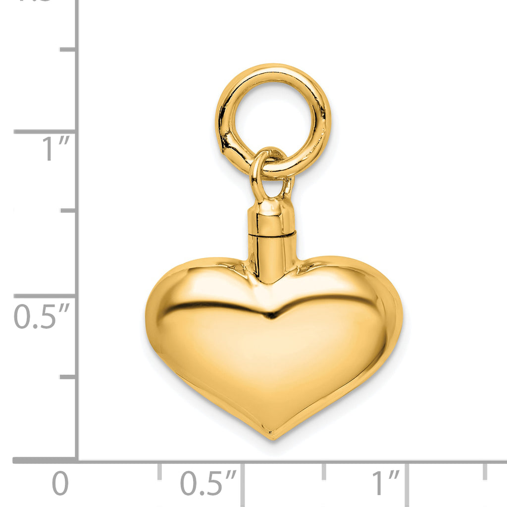 Sterling Silver Gold-tone Polished Puffy Heart Ash Holder Pendant