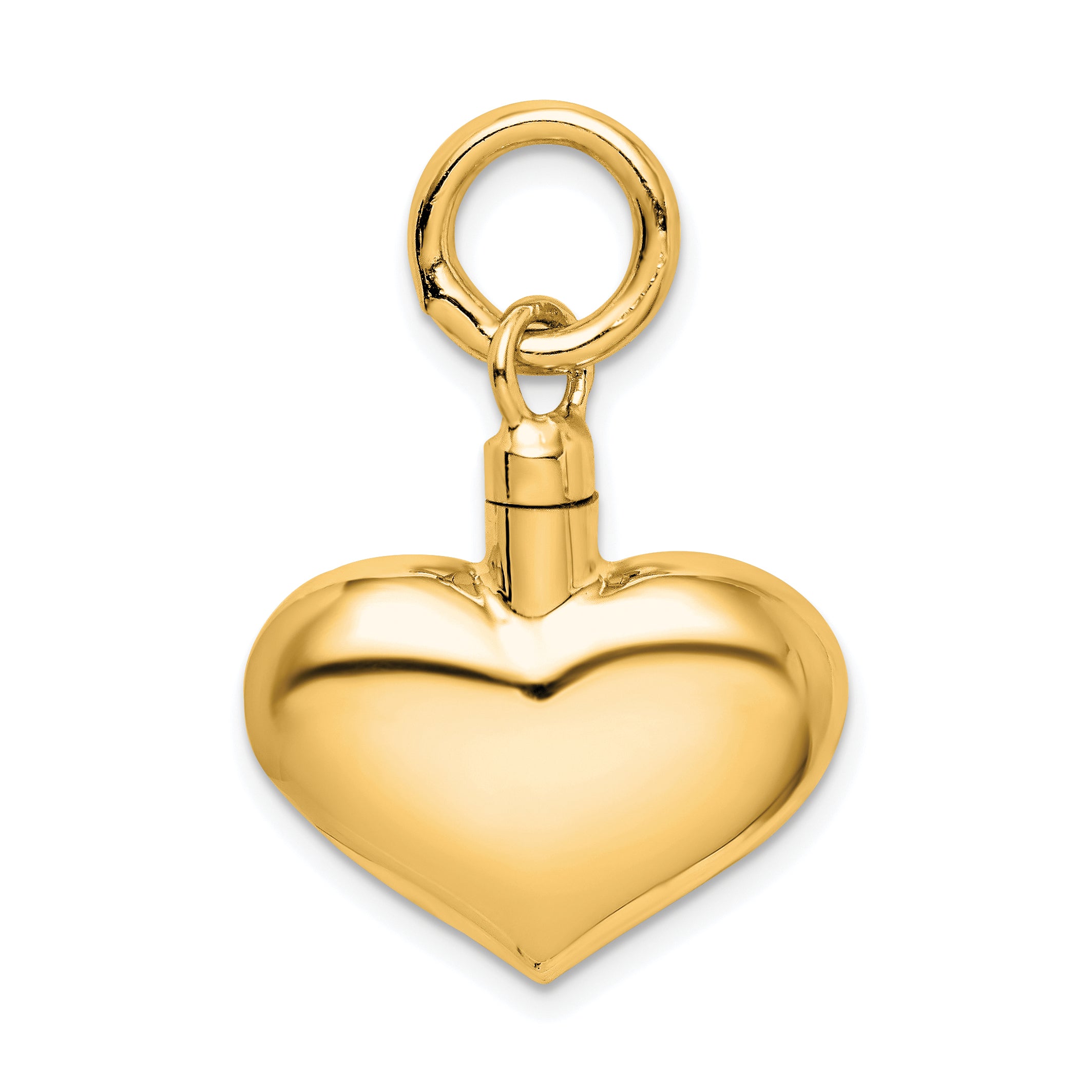 Sterling Silver Gold-tone Polished Puffy Heart Ash Holder Pendant